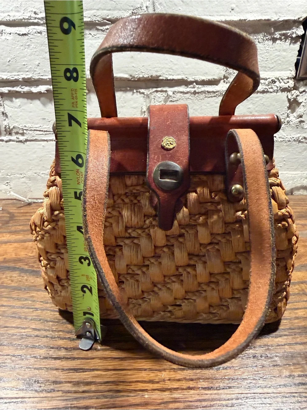 Vintage John Romain Straw and Brown Leather Purse Rare 1960’s